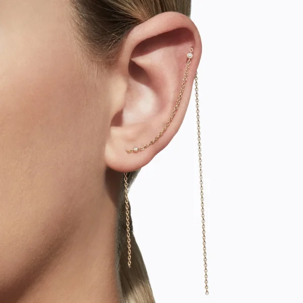 Diamond Chain Earring 200 (04)^Shihara Clearance