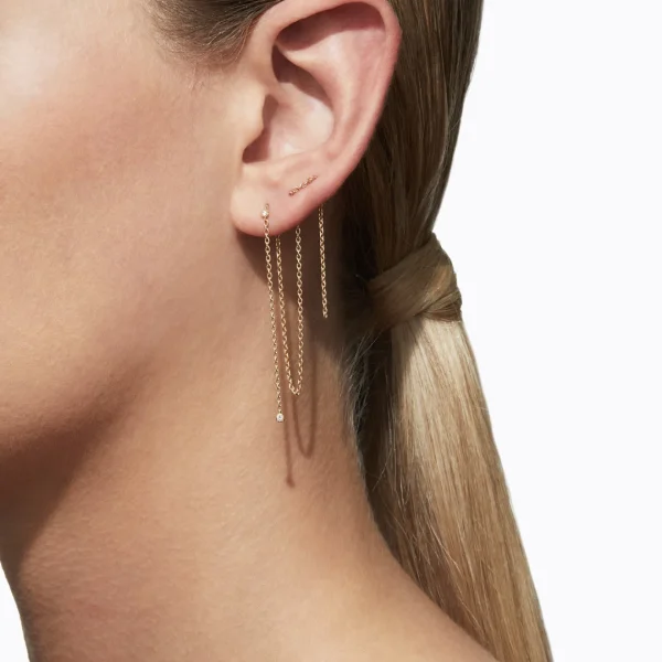 Diamond Chain Earring 200 (05)^Shihara Outlet
