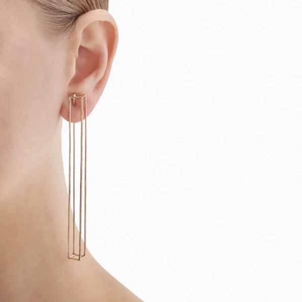 Diamond Rectangle Earring 90^Shihara Outlet