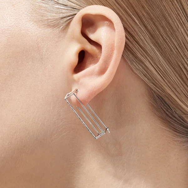 Diamond Rectangle Earring 30^Shihara Sale