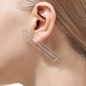 Diamond Rectangle Earring 60^Shihara Outlet