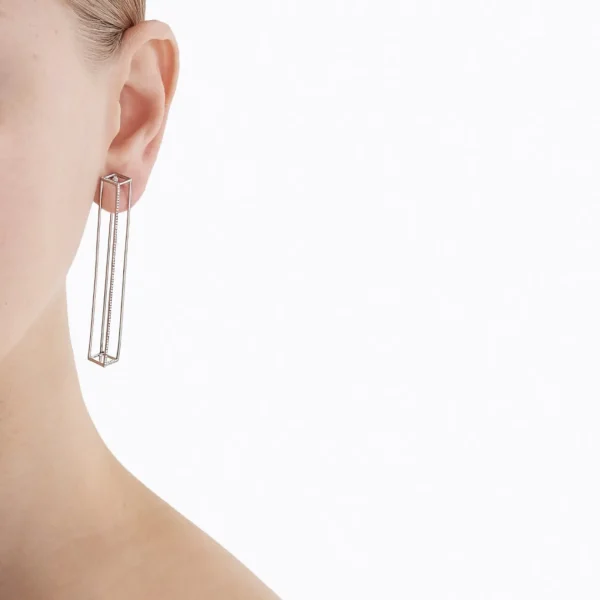 Diamond Rectangle Earring 60^Shihara Outlet
