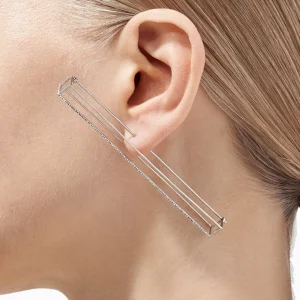 Diamond Rectangle Earring 90^Shihara Outlet