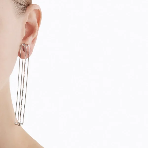 Diamond Rectangle Earring 90^Shihara Outlet