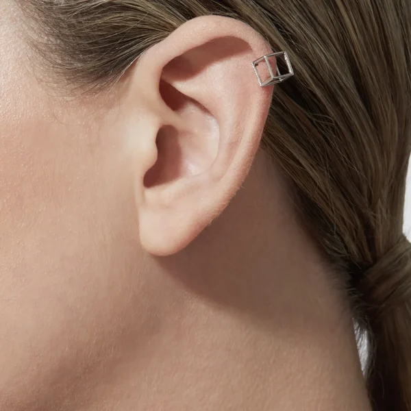 Diamond Square Earring 7 (01)^Shihara Outlet