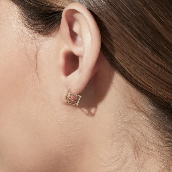 Diamond Square Earring 7 (03)^Shihara Clearance