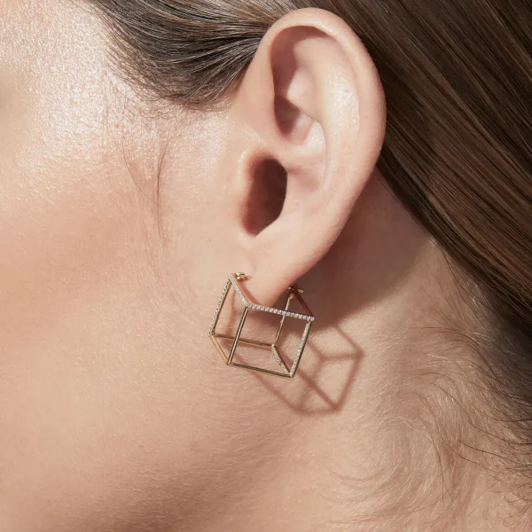 Diamond Square Earring 15 (03)^Shihara Clearance