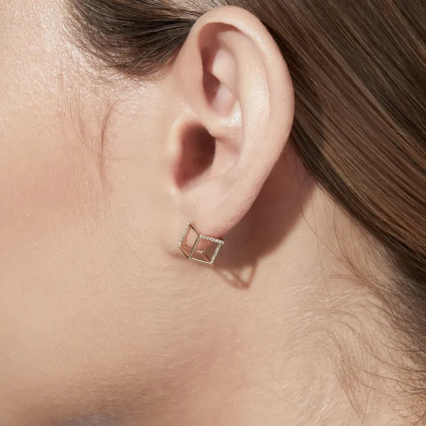 Diamond Square Earring 7 (02)^Shihara Best
