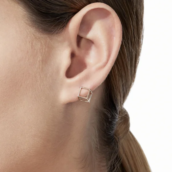 Diamond Square Earring 7 (01)^Shihara Outlet