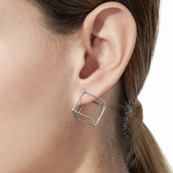 Diamond Square Earring 15 (01)^Shihara Clearance