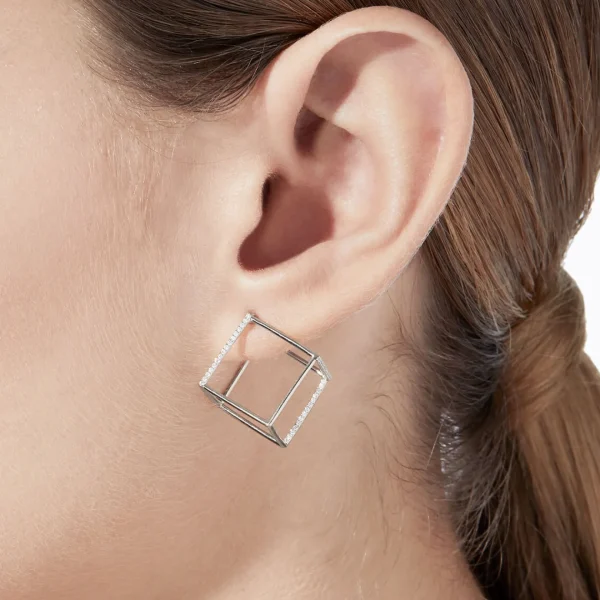 Diamond Square Earring 15 (02)^Shihara Hot