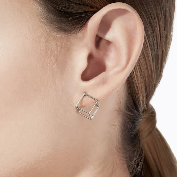 Diamond Square Earring 10 (02)^Shihara Best