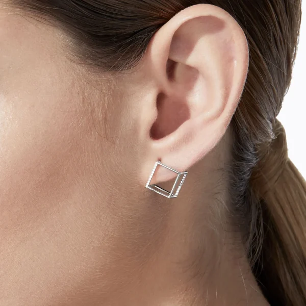 Diamond Square Earring 10 (01)^Shihara New