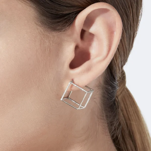 Diamond Square Earring 15 (03)^Shihara Clearance