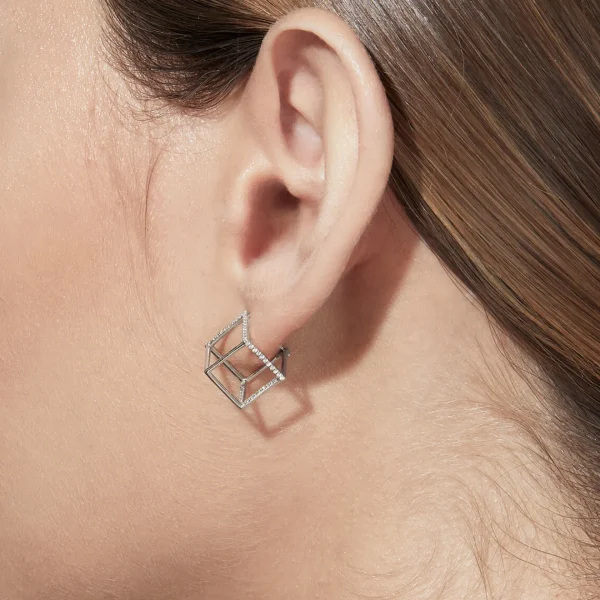 Diamond Square Earring 10 (03)^Shihara Sale