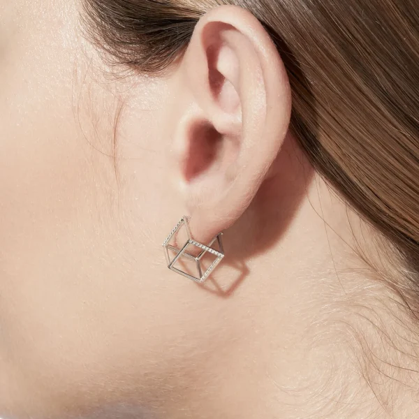 Diamond Square Earring 10 (02)^Shihara Best