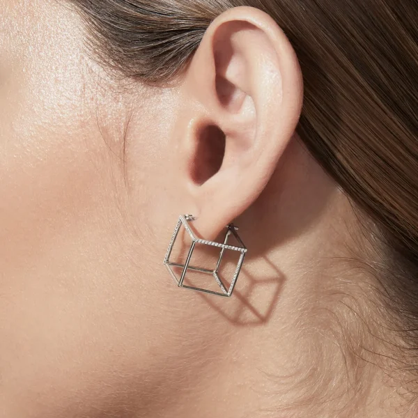 Diamond Square Earring 15 (03)^Shihara Clearance