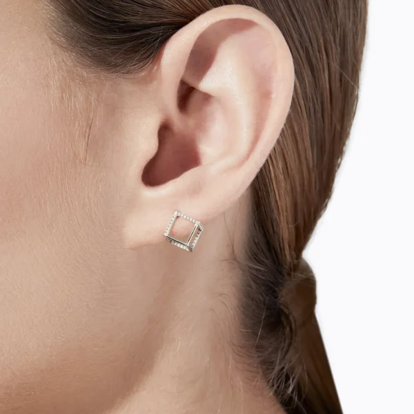 Diamond Square Earring 7 (03)^Shihara Clearance