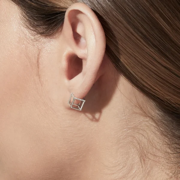 Diamond Square Earring 7 (03)^Shihara Clearance