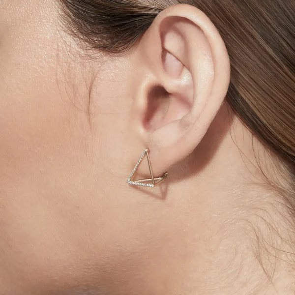 Diamond Triangle Earring 15 (03)^Shihara Clearance