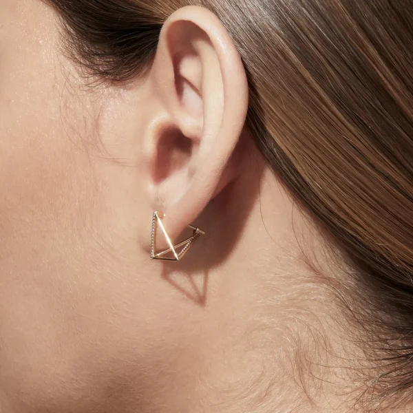 Diamond Triangle Earring 15 (02)^Shihara Hot