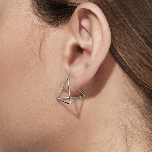 Diamond Triangle Earring 20 (01)^Shihara Outlet