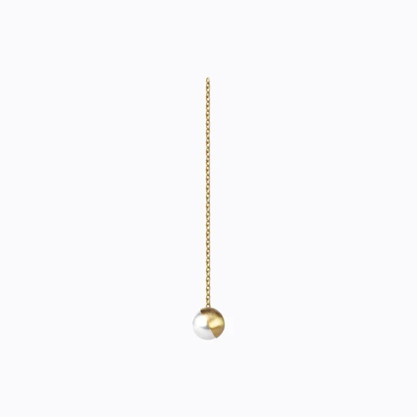 Half Pearl Chain Earring 45°^Shihara Online
