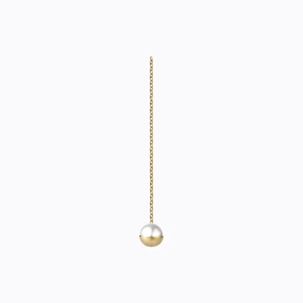 Half Pearl Chain Earring 180°^Shihara Fashion