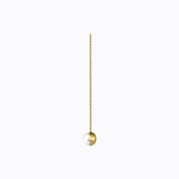 Half Pearl Chain Earring 90°^Shihara Hot