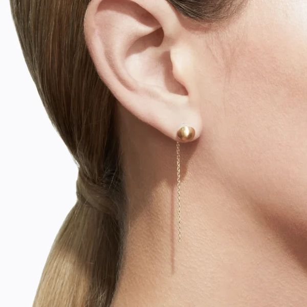 Half Pearl Chain Earring 180°^Shihara Fashion
