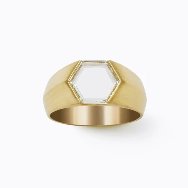 Hexagon Diamond Signet Ring^Shihara Clearance