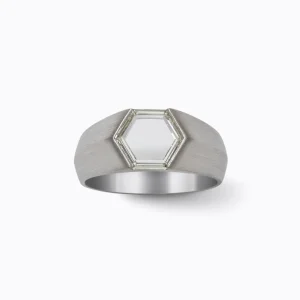 Hexagon Diamond Signet Ring^Shihara Outlet