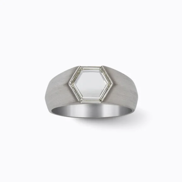 Hexagon Diamond Signet Ring^Shihara Outlet