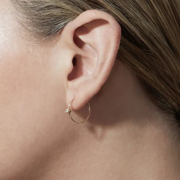One-Stone Hoop Earring 02^Shihara New